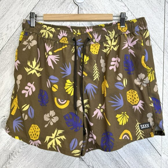 SAXX OH BUOY 2N1 Volly 5" Shorts Swim Trunks Mens Size XL Floral Beach - Picture 1 of 4